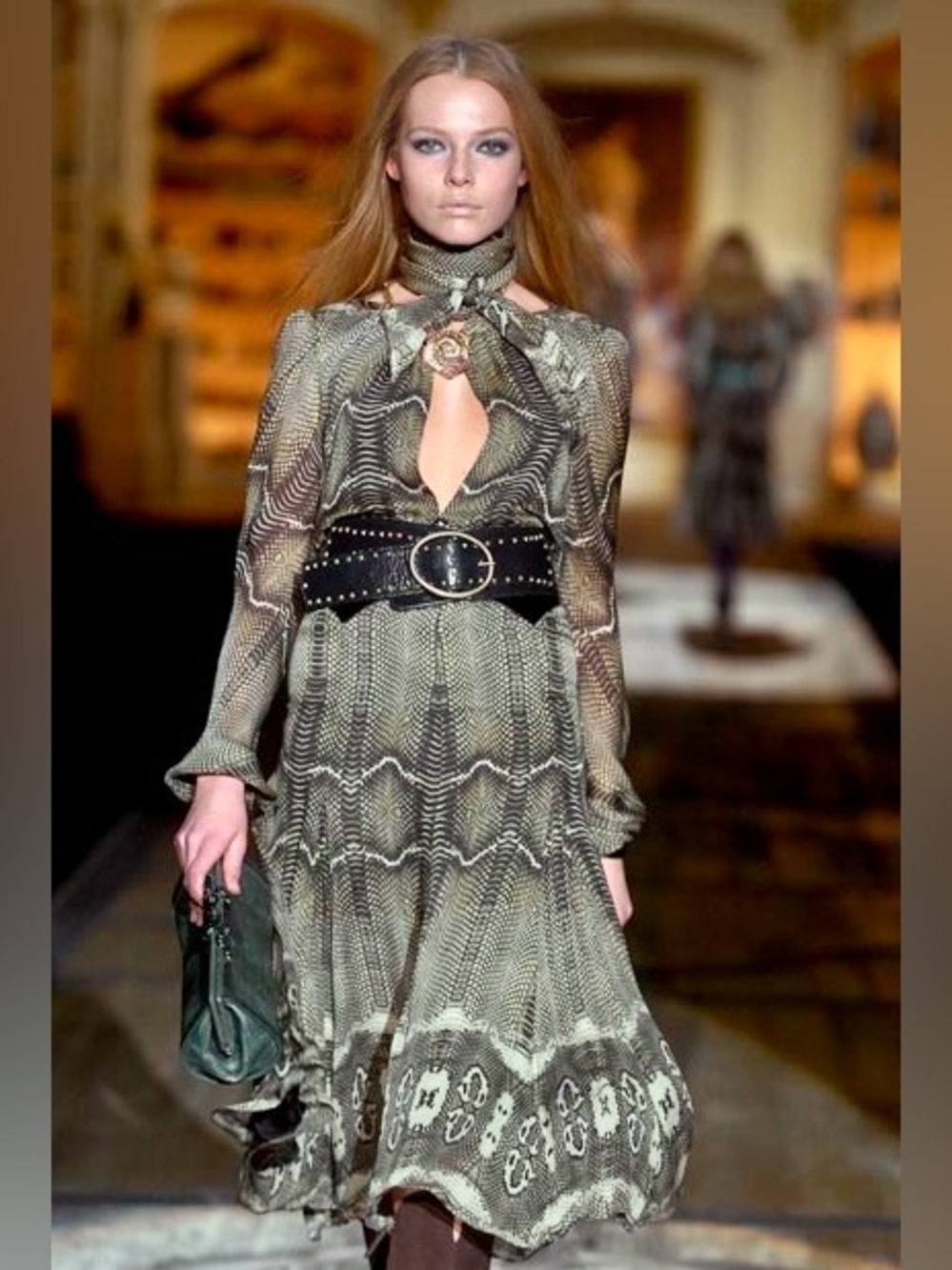 Vintage ROBERTO CAVALLI F/W 2005 Silk Python Snake Print Blouse + Pants SET - Picture 4 of 16